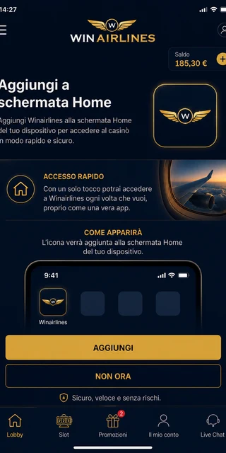 Schermata installazione PWA Winairlines su iPhone tramite Safari Aggiungi a Home