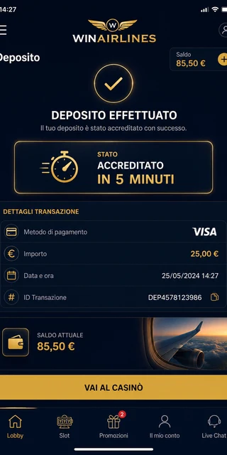 Επιβεβαίωση κατάθεσης 25 € Visa στο cashier της Winairlines